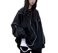 Sudadera para mujer Y2K Dark Academia coreana gótica Harajuku Emo Alt de manga larga top punk grunge streetwear camiseta, Negro , L