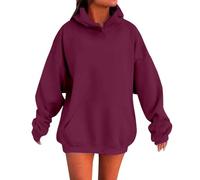 Sudadera para Mujeres Oversize con Capucha Holgada con de Forro Polar básico Liso Talla Grande Hoodie Suave y Confortable Suelto Manga Larga Suéter Cálido Pullover Otoño Invierno,S-5XL Casual
