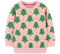 Sudadera para niña, diseño dulce de dibujos animados, top de algodón, camiseta manga larga, talla 1-12 años, árbol de navidad, 9-10 años