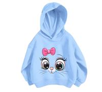 Sudadera para Niña Estampado Lindo Suéter Polar para Niña Casual Manga Larga Ropa Sudadera con Capucha de Manga Larga Algodón Top Casual Primavera Invierno Ropa con Cremallera Cuello Redondo