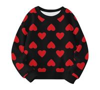 Sudadera para niñas Cute Heart Printed Crewneck Kids Sweaters Children Casual Fashion Trajes S Niñas Ropa 140, Negro , 2-3 años