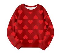 Sudadera para niñas Cute Heart Printed Crewneck Kids Sweaters Children Casual Fashion Trajes S Niñas Ropa 140, rojo, 4-5 años