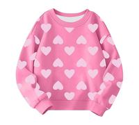 Sudadera para niñas Cute Heart Printed Crewneck Kids Sweaters Children Casual Fashion Trajes S Niñas Ropa 140, Rosa., 6-7 años