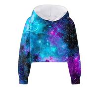 Sudadera para niñas Niñas Niños Casual Suelto Activo Mangas Sudaderas con capucha Sudaderas con capucha corto Estampado de Tops cortos para adolescentes a Tops para niñas Sudadera Negra Sudadera Caras