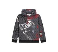 Sudadera para niño de 12 años - 152 cm Guess con capucha de algodón cepillado color gris con logotipo Guess y bolsillo central oblicuo