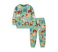 Sudadera para niño niña cuello redondo suéter tops blusa manga larga algodón camiseta manga larga 2 piezas ropa de invierno traje niño 62 festivo, verde, 3-4 años