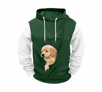 Sudadera para pareja con capucha, bolsillo canguro, gigante, perro, gato, mujer, sudadera, muletón, ultra caliente, abrigo de transporte animal, interior esponjoso, estilo Kawaii casual, verde, XXXL