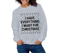 Sudadera para parejas navideñas a juego para hombre - Tengo todo lo que quiero en Navidad Camiseta acogedora manga larga Top Regalo de pareja festiva Jersey cómodo sin, Gris claro., L