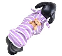 Sudadera para perros a rayas rosas y blancas con capucha y osito en bolsillo trasero