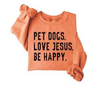 Sudadera para perros con texto en inglés "Pet Dogs Love Jesus Be Happy", sudadera cristiana para amantes de los perros para mujer, naranja, XXL