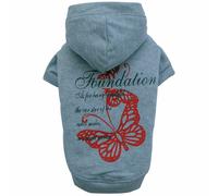 Sudadera para perros grandes con capucha "Butterfly" de DoggyDolly, gris - Ahora 40%