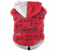 Sudadera para perros grandes con capucha "Rock&Roll", roja - Ahora -50% Última pieza