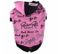 Sudadera para perros grandes con capucha "Rock&Roll", rosa - Ahora -30%