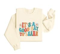 Sudadera para profesora para mujer, para el regreso a clases, día de agradecimiento al jardín de infantes, sin capucha, cuello redondo, casual, cómodo, suave, suéteres de cuello en U para mujer, beige