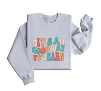 Sudadera para profesora para mujer, para el regreso a clases, día de agradecimiento al jardín de infantes, sin capucha, cuello redondo, casual, cómodo, suave, suéteres de cuello en U para mujer, Gris