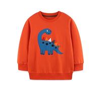Sudadera Partido A Partido Color Sudadera con Capucha de otoño para niños, Sudadera de Manga Larga con Palo de Dinosaurio de Dibujos Animados, Sudadera Tejida con Cuello Redondo (Orange, 5-6 Years)