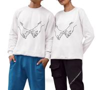 Sudadera personalizada con nombre para parejas. Sudaderas personalizadas originales sin capucha. Regalos San Valentin parejas. Detalles originales. (FR/ES, Letras, XL, XXL, Regular, Regular, BLANCO)