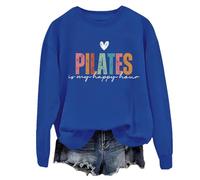 Sudadera Pilates Is My Happy Hour, camiseta Pilates Is My Happy Hour, divertida sudadera de pilates para mujer, Klein Azul, M