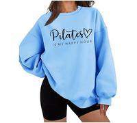 Sudadera Pilates is My Happy Hour para mujer, Azul (Carolina Blue), M, Azul (Carolina Blue), M