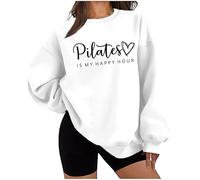 Sudadera Pilates is My Happy Hour, sudadera de pilates para mujer, blanco, XXL