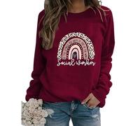 Sudadera Retro para trabajadora Social, Regalo para trabajadora Social, Regalo de graduación para Estudiantes, Cuello Redondo