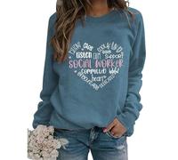 Sudadera Retro para trabajadora Social, Regalo para trabajadora Social, Regalo de graduación para Estudiantes, Cuello Redondo