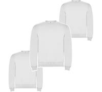 Sudadera Roly Hombre sin Capucha, Sudadera Básica de Algodón para Trabajo o Diario Pack de 1, 3 o 5 Unidades, Sudaderas Hombres (FR/ES, Letras, 3XL, Regular, Regular, 3, Blanco)