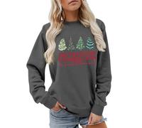 Sudadera Running Mujer,Ropa de Navidad,Christmas Mom Sweatshirts Women Tree Tops Glisten and Children Listen To Christmas Tree Graphic Pullover Tops Polainas Caballo (Dark Gray, XL)