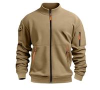 Sudadera San Capucha para Hombre, con Media Cremallera, Grandes Tamaños, Cómodo, Casual, para la Vida Diaria, para el Trabajo al Aire Libre, Multibolsillos, Color Sólido Sudaderas, 4 Khaki, L