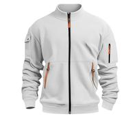 Sudadera San Capucha para Hombre, con Media Cremallera, Grandes Tamaños, Cómodo, Casual, para la Vida Diaria, para el Trabajo al Aire Libre, Multibolsillos, Color Sólido Sudaderas, 4-blanco, XXXXL