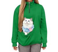 Sudadera sin Capucha, con Cremallera de un Cuarto, Bolsillo y Correa para Gatos, cómoda y Suave Sudadera de Forro Polar, Ropa Informal para Estar en casa.