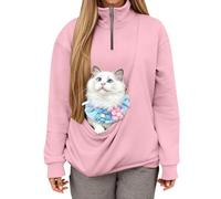 Sudadera sin Capucha, con Cremallera de un Cuarto, Bolsillo y Correa para Gatos, cómoda y Suave Sudadera de Forro Polar, Ropa Informal para Estar en casa.