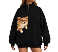 Sudadera sin Capucha, con Cremallera de un Cuarto, Bolsillo y Correa para Gatos, cómoda y Suave Sudadera de Forro Polar, Ropa Informal para Estar en casa.