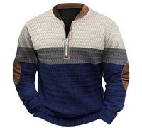 Sudadera Sin Capucha Hombre,Tallas Grandes Sudaderas Hombres Jacquard con 1/4 Cremallera Vintage Estampado Sweatshirt Manga Larga Holgados Otoño e Invierno Cómoda Pullover Hombre Comodidad