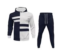 Sudadera sin capucha larga estampada navideña para hombre con bolsillos y pantalones atados, juego de dos piezas de fútbol, Armada-], S