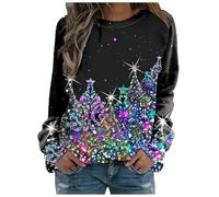 Sudadera sin Capucha Mujer con diseño Liso o Sudadera con Capucha cómoda y de Corte Informal a la Moda para Mujer con Estampado de Letras en inglés (Black, S)