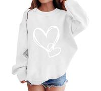 Sudadera sin capucha niña cómoda otoño niña sudaderas de manga larga cuello redondo casual ligero jersey elegante Y2k color sólido suéter Streetwear deportivo invierno Sweatshirt niña, Color blanco