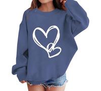 Sudadera sin capucha niña cómoda otoño niña sudaderas de manga larga cuello redondo casual ligero jersey elegante Y2k color sólido suéter Streetwear deportivo invierno Sweatshirt niña, Marina militar