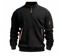 Sudadera sin capucha para hombre, vintage, bicolor, con media cremallera, mangas largas, para otoño e invierno, suéter cálido, multibolsillos, para exteriores, diario, informal, cómodo, sudadera de