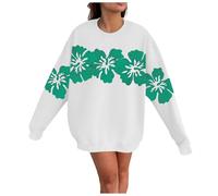 Sudadera sin capucha para mujer, de manga larga, cuello redondo, suave, cómoda, casual, estampada, para uso diario, hogar, exteriores, entrenamiento, para mujer, gimnasio del Reino Unido, verde, XXL
