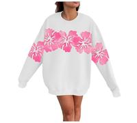 Sudadera sin capucha para mujer, de manga larga, cuello redondo, suave, cómoda, casual, estampada, para uso diario, hogar, exteriores, entrenamiento, para mujer, gimnasio del Reino Unido, rosa, XXL