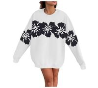 Sudadera sin capucha para mujer, de manga larga, cuello redondo, suave, cómoda, casual, estampada, para uso diario, hogar, exteriores, entrenamiento, para mujer, gimnasio del Reino Unido, Negro, XL