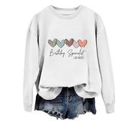 Sudadera sin capucha para mujer, para otoño e invierno, a la moda, informal, con letras en inglés, diseño de corazón, suéter de cuello redondo para mujer, Reino Unido, blanco, XXL