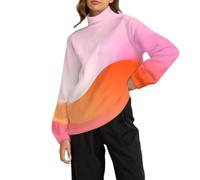 Sudadera sin capucha para mujer, sudadera con capucha degradada, camiseta de manga larga, ropa juvenil, ropa divertida, tops holgados, tops holgados, para otoño e invierno, cuello redondo, manga larga
