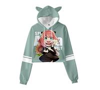 Sudadera Spy x Family 3D Mujeres niñas Sudadera con Capucha de Manga Larga de Anime Anya Forger Divertido Jersey de Orejas de Gato Yor Forger