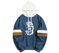 Sudadera Tanjiro Kamado Demon Slayer | Kimetsu No Yaiba Unisex | Estampado Anime con Zenitsu E Inosuke (B Azul,S)