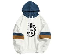 Sudadera Tanjiro Kamado Demon Slayer | Kimetsu No Yaiba Unisex | Estampado Anime con Zenitsu E Inosuke (B Blanco,S)