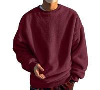 Sudadera térmica de forro polar para hombre, suéter de cuello redondo, suéter cálido de invierno, suéter casual suave al tacto, cómodo jersey de moda de color sólido, suéter suelto clásico de manga