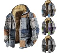 Sudadera térmica de invierno para hombre, con capucha de lana gruesa y cálida, chaqueta de retazos para hombre, estilo retro, bloque de color, a juego, chaqueta para exteriores, con forro polar