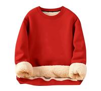 Sudadera térmica para mujer, forro polar, cuello redondo, ropa interior térmica, talla grande, jersey de forro polar, color liso, camiseta interior de felpa, jersey largo, 03-rojo, 4XL